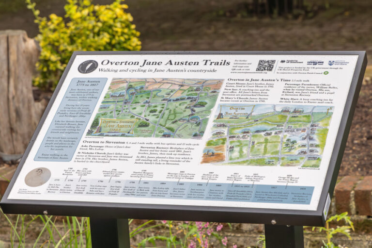 Jane Austen Trails information board in Overton