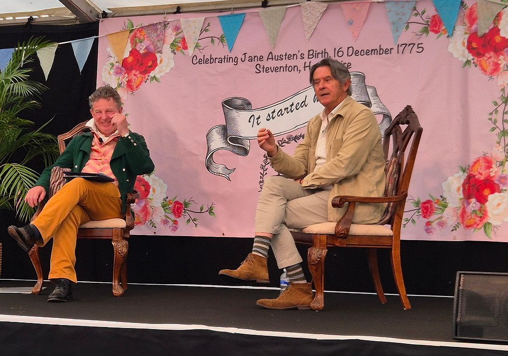 Adrian Lukis on stage during the Steventon Fair in celebration of Jane Austen's birth.