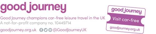 The Good Journey Logo promoting car free leisure travel in the UK